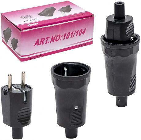 Вилка-розетка (папа-мама) на шнур 101-104 Вилка-розетка (папа-мама) на шнур 101-104