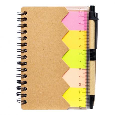 Блокнот А6 на спіралі 64ар. з набором стікерів та ручкою JX409 Блокнот А6 на спіралі 64ар. з набором стікерів та ручкою JX409