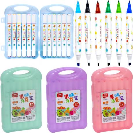 Набір фломастерів двосторонніх 12 кольорів, ароматизовані M388-12 Набір фломастерів двосторонніх 12 кольорів, ароматизовані M388-12