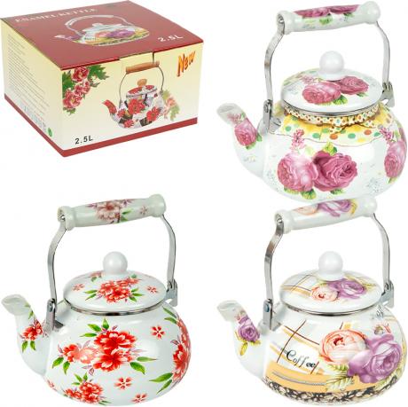 Чайник емальований 2,5 літра, керамічна ручка K254-2.5L Чайник емальований 2,5 літра, керамічна ручка K254-2.5L