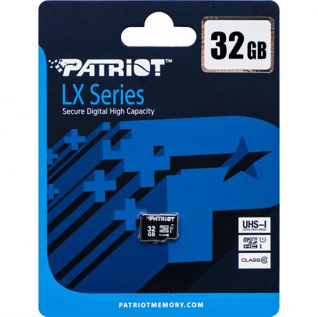 Карта памяти Patriot MicroSDHC 32GB UHS-I (Class 10) LX Series (card only) 907963/300663 Карта памяти Patriot MicroSDHC 32GB UHS-I (Class 10) LX Series (card only) 907963/300663