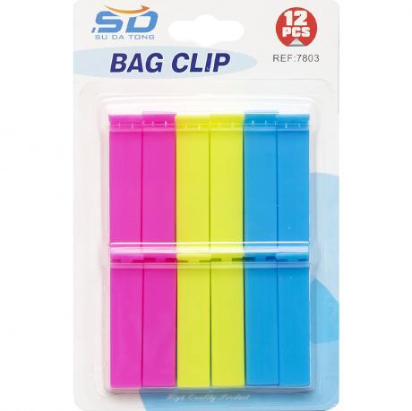 Набор зажимов для пакетов 12шт неон 7803 6*1,5*1,5см Набор зажимов для пакетов 12шт неон 7803 6*1,5*1,5см