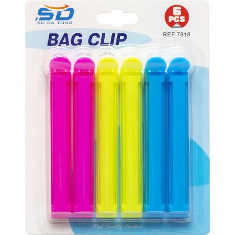 Набір затискачів для пакетів 6шт неон 7818 11*1,5*1,5см Набір затискачів для пакетів 6шт неон 7818 11*1,5*1,5см