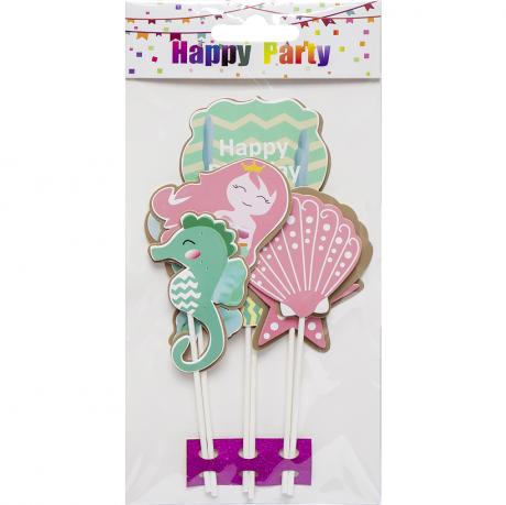 Прикраси - топер для торта Happy Birthday морські жителі 87-1 Прикраси - топер для торта Happy Birthday морські жителі 87-1