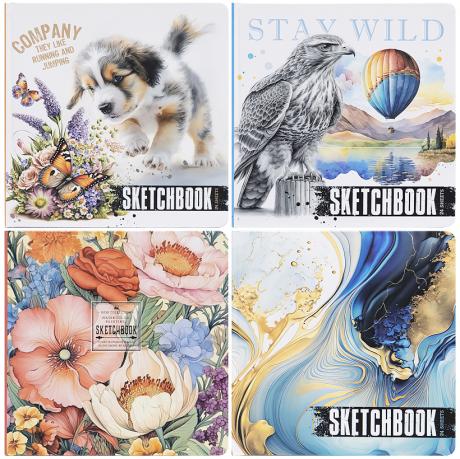 Блокнот скетчбук 200*200мм Мандарин 24л., тверда обл., чистий лист 9580/-81/-82/-83 Блокнот скетчбук 200*200мм Мандарин 24л., тверда обл., чистий лист 9580/-81/-82/-83