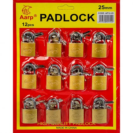 Набір навісних замків 12 шт, 25 мм на блістері AP12-25 Набір навісних замків 12 шт, 25 мм на блістері AP12-25