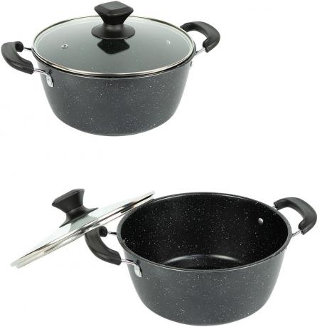 Каструля 4л D24см з мармуровим антипригарним покриттям та кришкою Hot Chef 16749-8 Каструля 4л D24см з мармуровим антипригарним покриттям та кришкою Hot Chef 16749-8