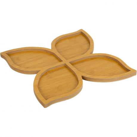 Менажниця бамбукова для закусок 29*29см на 4 секції Листя 637-5 Менажниця бамбукова для закусок 29*29см на 4 секції Листя 637-5