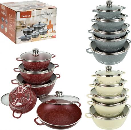 Набір каструль з антипригарним покриттям 5шт 1/1,5/2/4/6л з кришками D18/22/26/26/30см 16749-30 Набір каструль з антипригарним покриттям 5шт 1/1,5/2/4/6л з кришками D18/22/26/26/30см 16749-30