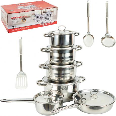 Набір посуду із нержавіючої сталі 15 предметів 898-7 Набір посуду із нержавіючої сталі 15 предметів 898-7