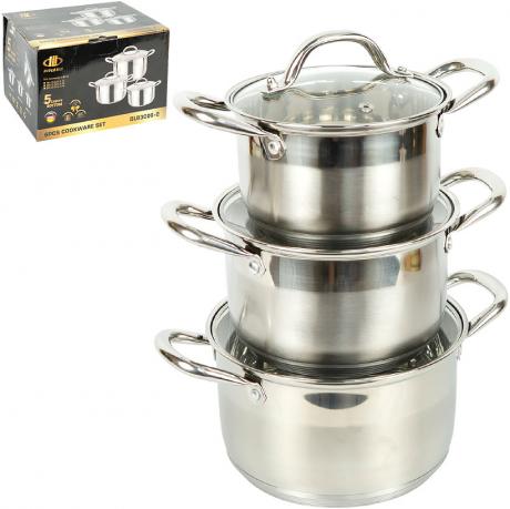 Набір каструль DUO LE BAO з 6 предметів з 5-шаровим дном 898-13 Набір каструль DUO LE BAO з 6 предметів з 5-шаровим дном 898-13