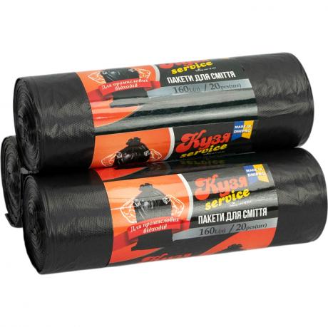Пакет для Промислового сміття 90х108 160л 20 штук 30мк Кузя Service Пакет для Промислового сміття 90х108 160л 20 штук 30мк Кузя Service
