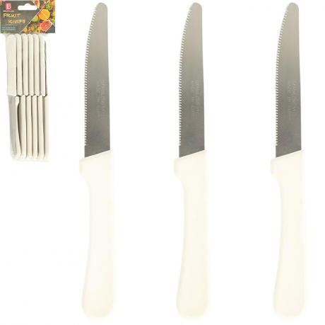 Набір кухонних ножів 12шт з хвилястою заточкою 20,5см білий ZP6-12 Набір кухонних ножів 12шт з хвилястою заточкою 20,5см білий ZP6-12