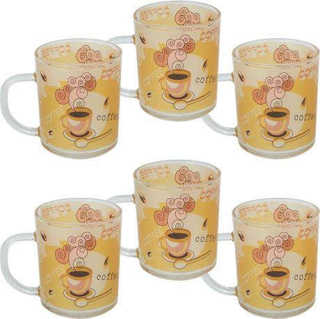 Чашка стекло кольорова Coffee 200мл жовта ZB024-31 Чашка стекло кольорова Coffee 200мл жовта ZB024-31