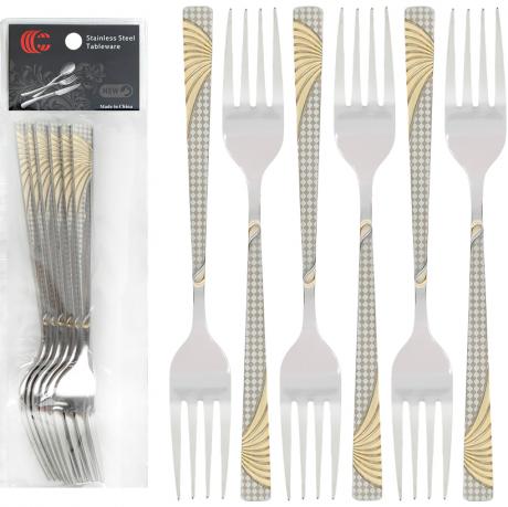 Набір столових виделок 6шт Золотий вихор 21см C 816-BF Набір столових виделок 6шт Золотий вихор 21см C 816-BF