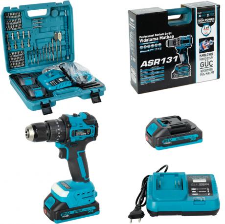 Акумуляторний ударний дриль 21V безщітковий, патрон 10мм, кейс+коробка ASR131 Акумуляторний ударний дриль 21V безщітковий, патрон 10мм, кейс+коробка ASR131