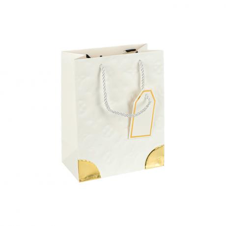Пакет подарунковий 18х23х10см з тисненням та золотим декором WHITE HL-1875 Пакет подарунковий 18х23х10см з тисненням та золотим декором WHITE HL-1875