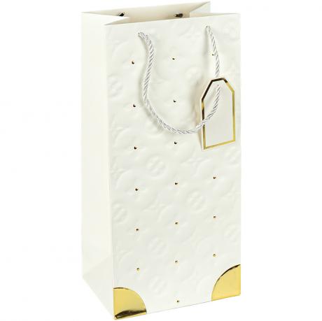 Пакет подарунковий 38х18х13см з тисненням та золотим декором Пляшка WHITE HL-1878 Пакет подарунковий 38х18х13см з тисненням та золотим декором Пляшка WHITE HL-1878