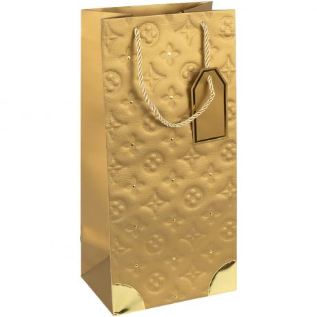 Пакет подарунковий 38х18х13см з тисненням та золотим декором Пляшка GOLD HL-1883 Пакет подарунковий 38х18х13см з тисненням та золотим декором Пляшка GOLD HL-1883