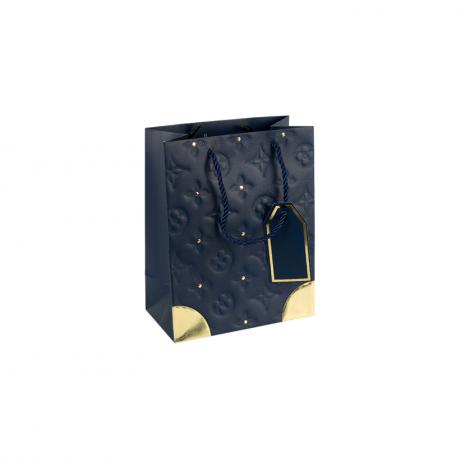 Пакет подарунковий 12х15х7см з тисненням та золотим декором DARK BLUE HL-1889 Пакет подарунковий 12х15х7см з тисненням та золотим декором DARK BLUE HL-1889