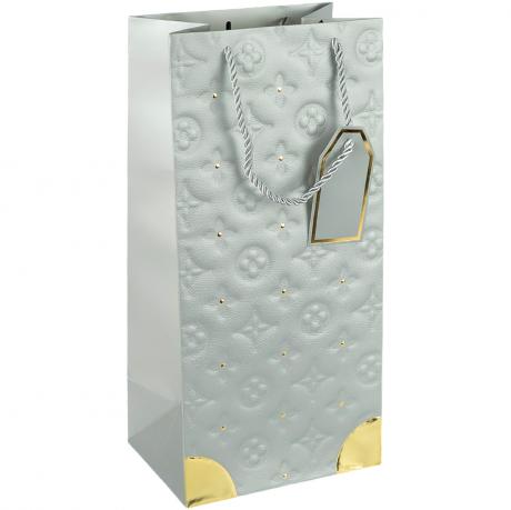 Пакет подарунковий 38х18х13см з тисненням та золотим декором Пляшка SILVER HL-1898 Пакет подарунковий 38х18х13см з тисненням та золотим декором Пляшка SILVER HL-1898