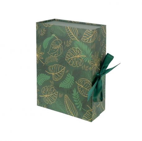 Подарункова коробка 33×25×12 см зі стрічкою та принтом DARK GREEN HL-218 Подарункова коробка 33×25×12 см зі стрічкою та принтом DARK GREEN HL-218