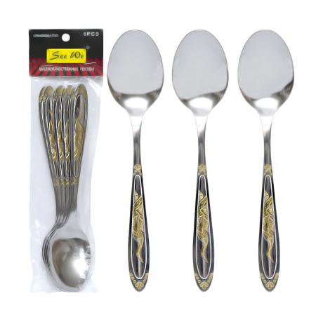 Набір чайних ложок 6шт Золотий птах 15,5 см C 802-TS Набір чайних ложок 6шт Золотий птах 15,5 см C 802-TS