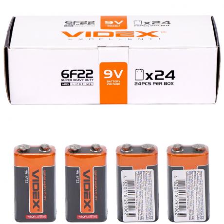Батарейка Videx сольова 9V 6F22 (крона)V-291062/487269 Батарейка Videx сольова 9V 6F22 (крона)V-291062/487269