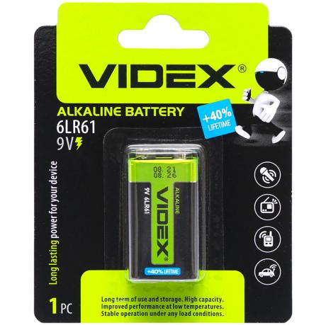 Батарейка Videx Alkaline 6LR61 (крона) Батарейка Videx Alkaline 6LR61 (крона)