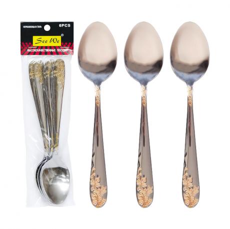 Набір чайних ложок 6шт Виноградна гілка золота 15,5см C 803-TS Набір чайних ложок 6шт Виноградна гілка золота 15,5см C 803-TS