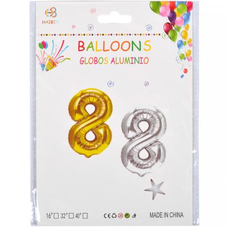 Шарик цифры метализированый №8 40см золото/серебро Шарик цифры метализированый №8 40см золото/серебро