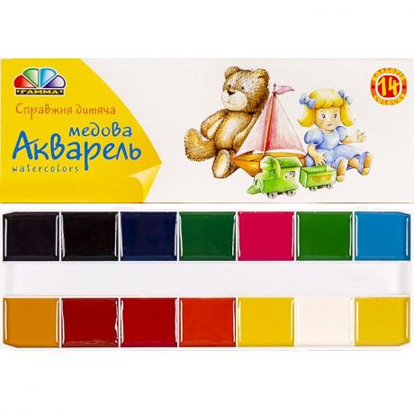 Акварель 14 цветов "Малыши" картон "Гамма" 17*7см Акварель 14 цветов "Малыши" картон "Гамма" 17*7см