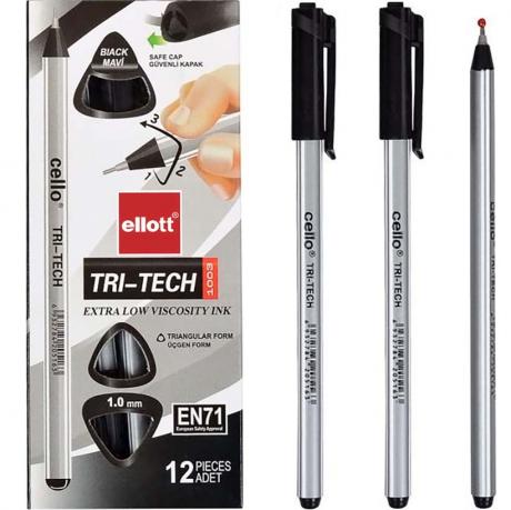 Ручка масляна TRI-TECH Ellott CL1003-12 чорна Ручка масляна TRI-TECH Ellott CL1003-12 чорна