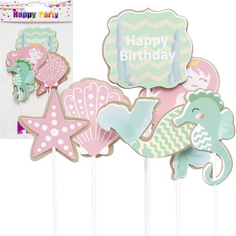 РОЗПРОДАЖ! Прикраси - топер для торта Happy Birthday морські жителі 87-1 РОЗПРОДАЖ! Прикраси - топер для торта Happy Birthday морські жителі 87-1