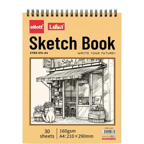 Альбом для ескізів А6 30 аркушів, 160 г/м² Sketch Book ETBZ-014-32K верхня спіраль Альбом для ескізів А6 30 аркушів, 160 г/м² Sketch Book ETBZ-014-32K верхня спіраль