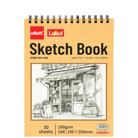 Альбом для ескізів А5 30 аркушів, 160 г/м² Sketch Book ETBZ-014-16K верхня спіраль Альбом для ескізів А5 30 аркушів, 160 г/м² Sketch Book ETBZ-014-16K верхня спіраль