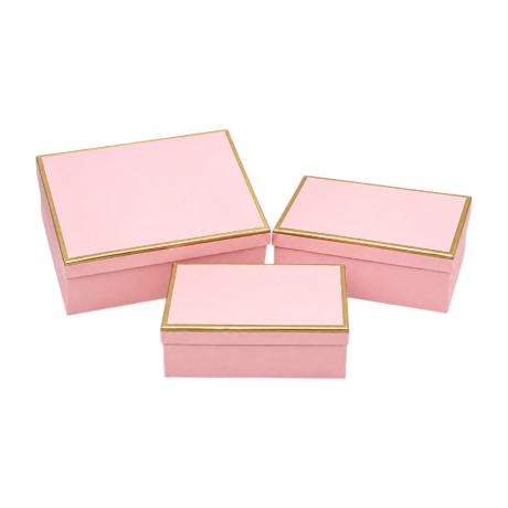 Набір подарункових коробок 3шт із золотим кантом 7023-48-Pink Набір подарункових коробок 3шт із золотим кантом 7023-48-Pink