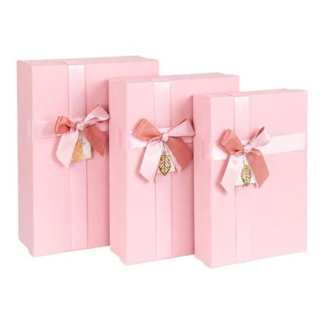 Набір подарункових коробок 3шт прямокутних зі стрічкою 9302-Y1 Pink Набір подарункових коробок 3шт прямокутних зі стрічкою 9302-Y1 Pink
