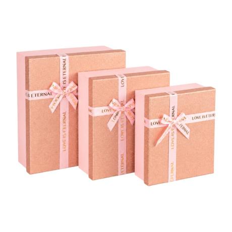 Набір подарункових коробок 3шт із декоративною стрічкою 3232-6-Rose Gold Набір подарункових коробок 3шт із декоративною стрічкою 3232-6-Rose Gold
