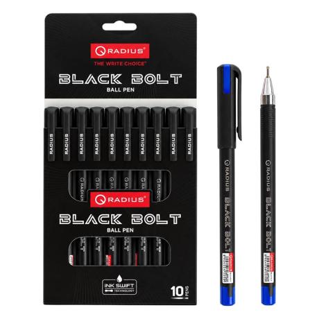 Ручка кулькова 0,7мм 10шт зі збільшеним об'ємом чорнила Black Bolt RADIUS 505851 синя Ручка кулькова 0,7мм 10шт зі збільшеним об'ємом чорнила Black Bolt RADIUS 505851 синя