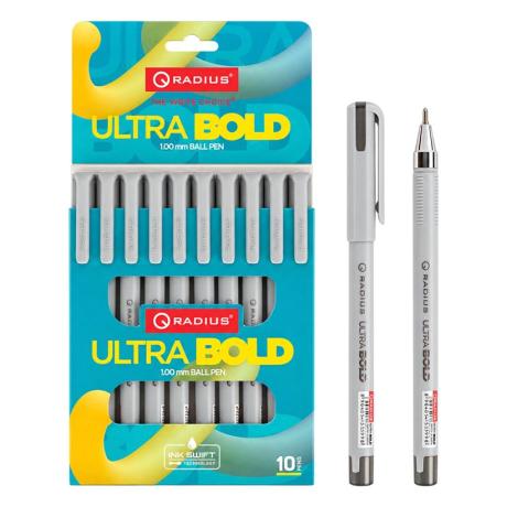 Ручка кулькова 0,7мм 10шт зі збільшеним об'ємом чорнила Ultra Bold RADIUS 506261 чорна Ручка кулькова 0,7мм 10шт зі збільшеним об'ємом чорнила Ultra Bold RADIUS 506261 чорна