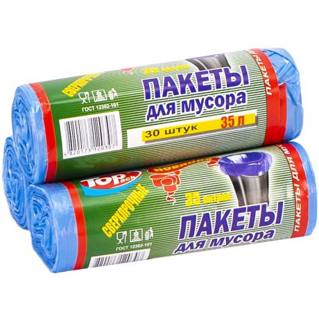 Пакет для сміття 50х60 35л 30 штук Top Pack блакитний Пакет для сміття 50х60 35л 30 штук Top Pack блакитний