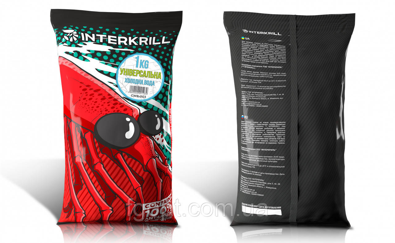 Прикормка InterKrill ColdWater Универсальная 1кг Прикормка InterKrill ColdWater Универсальная 1кг