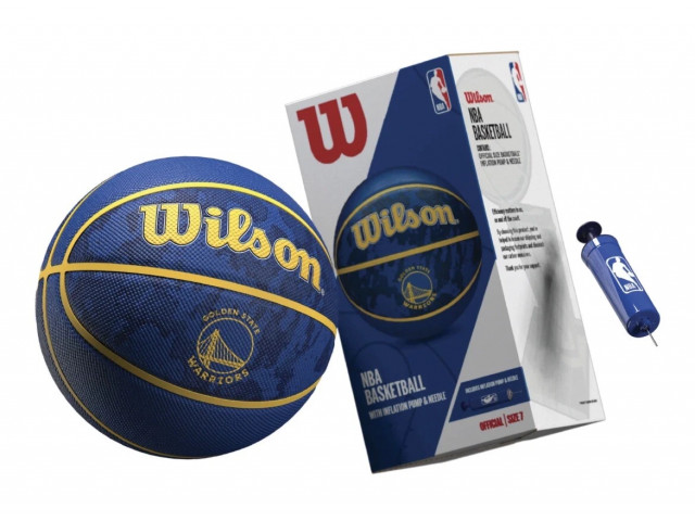 Мяч баскетбольный в подарочной коробке + насос Wilson NBA TEAM TIEDYE BSKT GS WARRIORS size 7 WZ4007802XP (Оригинал)