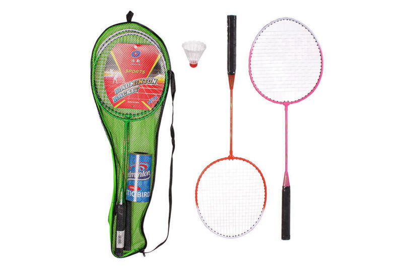 Бадминтон BT-BPS-0075, 2 ракетки, с воланчиками, чехол. Зеленый