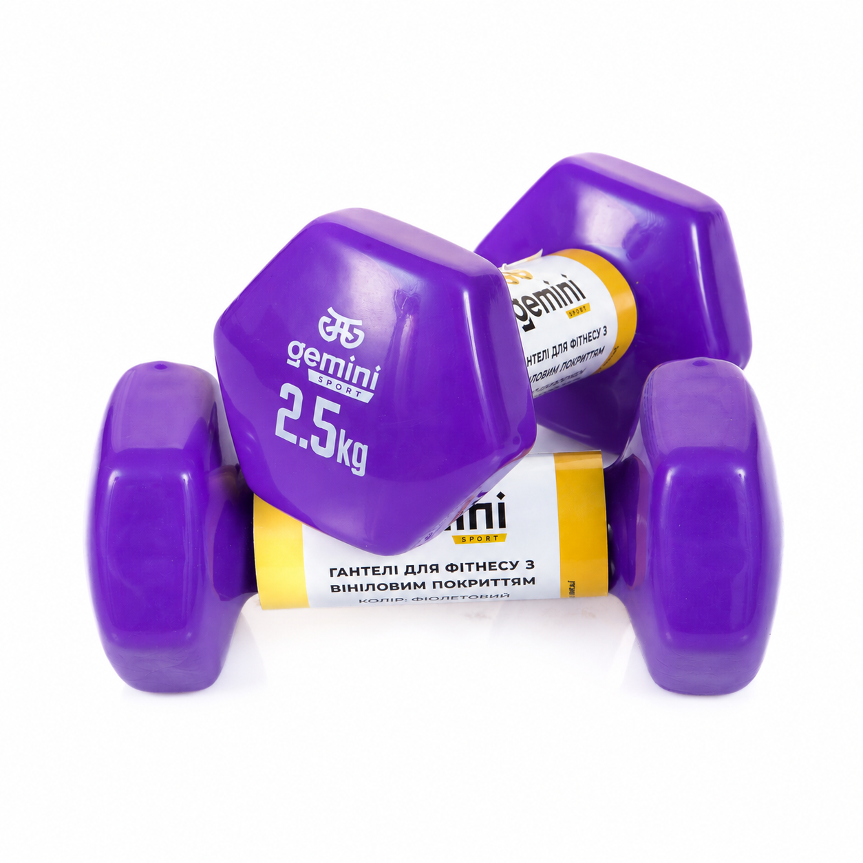 Гантели Gemini Sport для фитнеса с виниловым покрытием 2шт по 2.5кг GSD-2.5PUR Гантели Gemini Sport для фитнеса с виниловым покрытием 2шт по 2.5кг GSD-2.5PUR