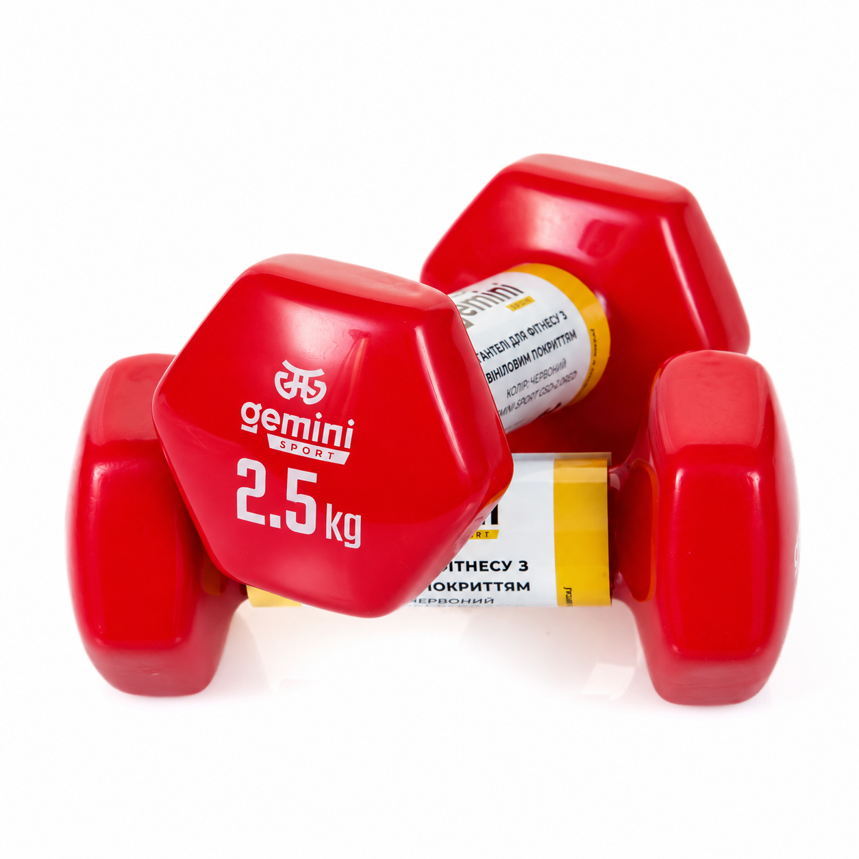 Гантели Gemini Sport для фитнеса с виниловым покрытием 2шт по 2.5кг GSD-2.5RED Гантели Gemini Sport для фитнеса с виниловым покрытием 2шт по 2.5кг GSD-2.5RED