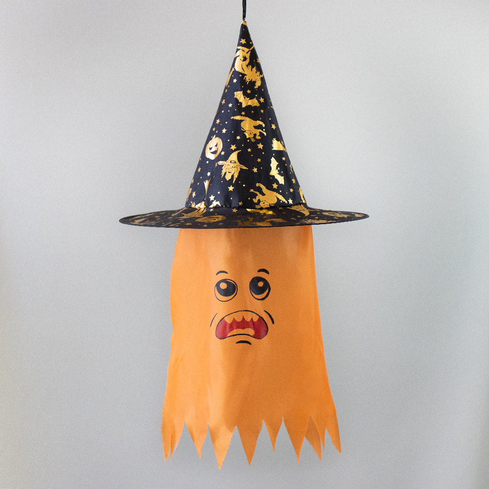 Декор подвесной Привидение в шляпе 70см (оранжевый) Декор подвесной Привидение в шляпе 70см (оранжевый)