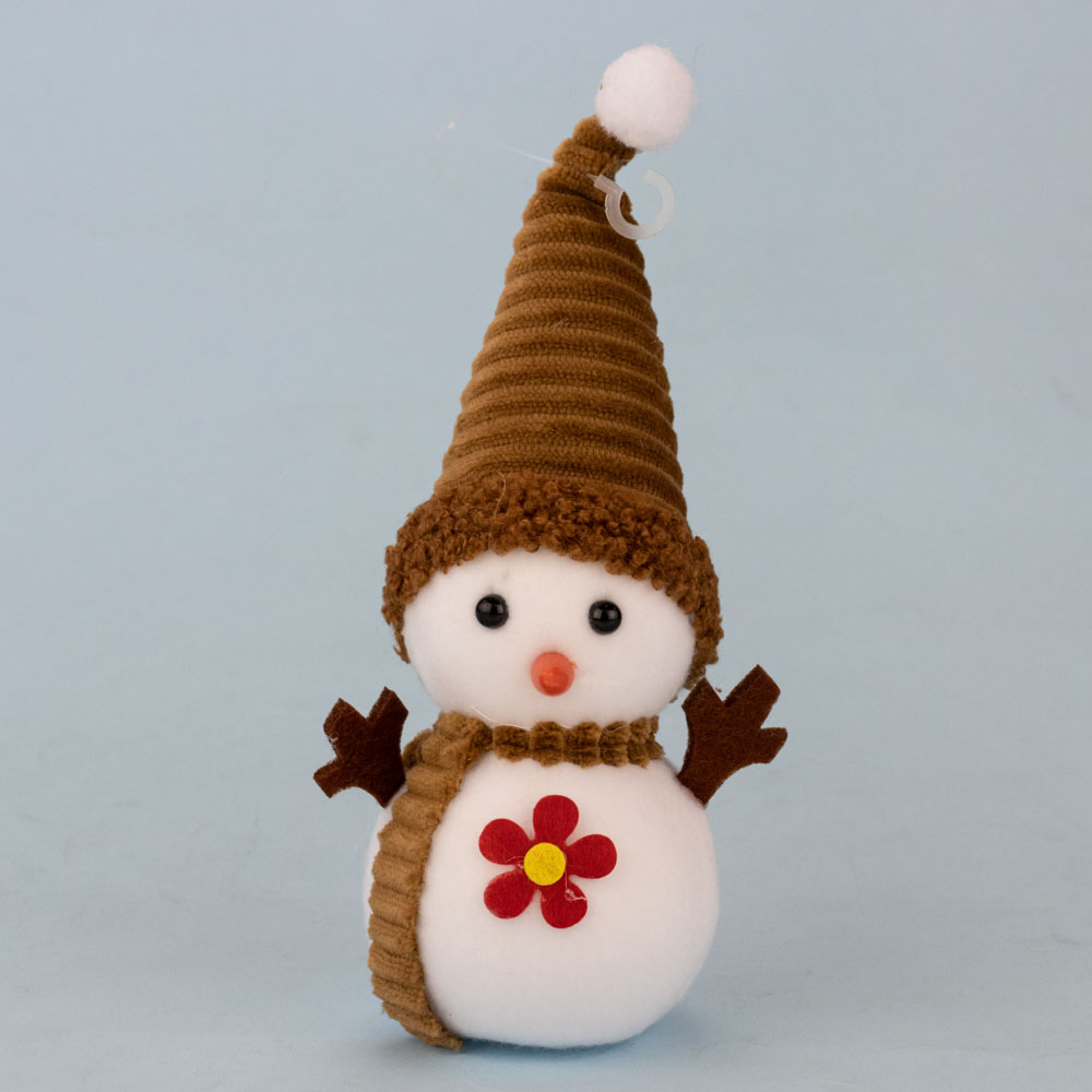 Декор новогодний Снеговик 20 см с красным цветочком