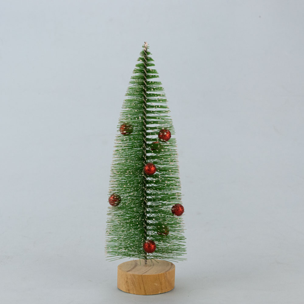 Декор новогодний настольный Елочка 20 см с шариками  (зеленый)